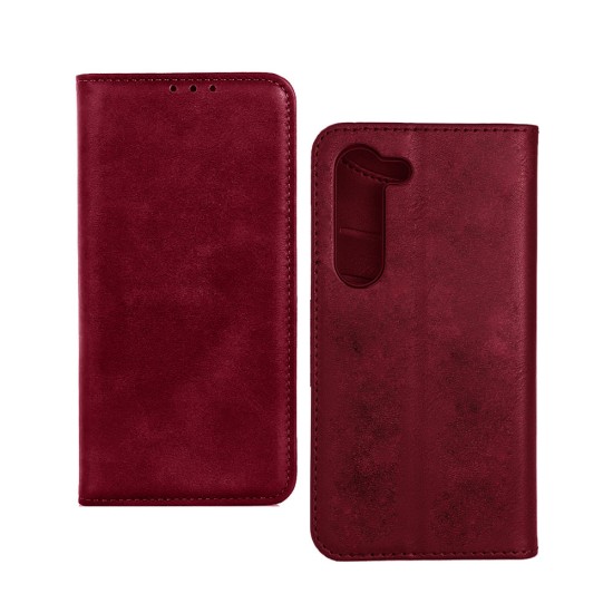 LEATHER FLIP COVER WITH INTERNAL POCKET FOR SAMSUNG GALAXY S23 PLUS RED